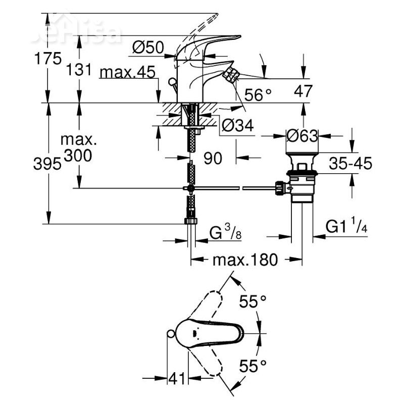 Armatura enoročna za bide Euroeco GROHE 23263000
