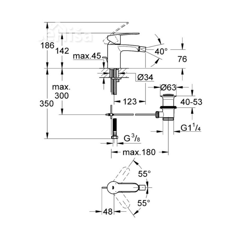 Armatura enoročna za bide Eurostyle Cosmo GROHE 33565002
