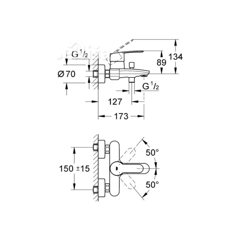 Armatura enoročna za kopalno kad Eurostyle Cosmopolitan 33591002
