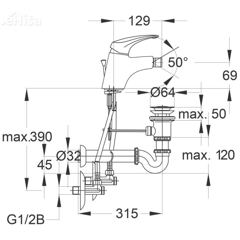 Armatura za bide Prestige p50 komplet UNITAS 00551

