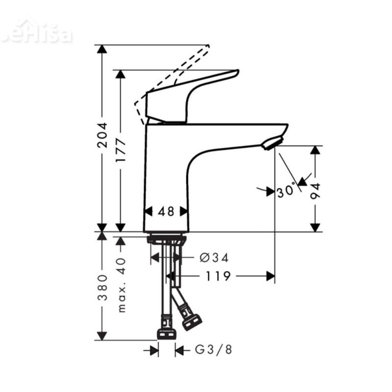 Armatura za umivalnik Focus 100 brez zg. dela sifona HANSGROHE 31517000
