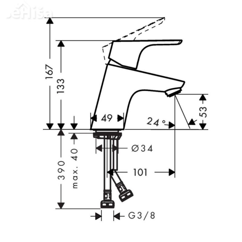 Armatura za umivalnik Focus 70 pop up sifon HANSGROHE 31604000
