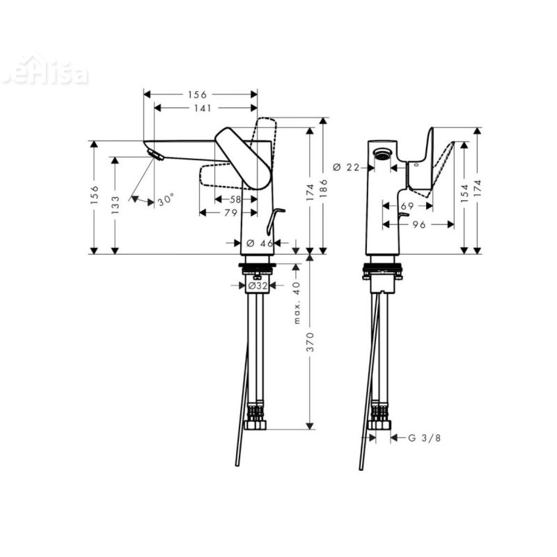 Armatura za umivalnik Talis E črna mat HANSGROHE 71754670

