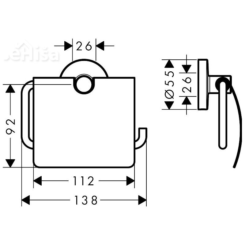 Držalo WC papirja Logis s pokrovom krom HANSGROHE 41723000
