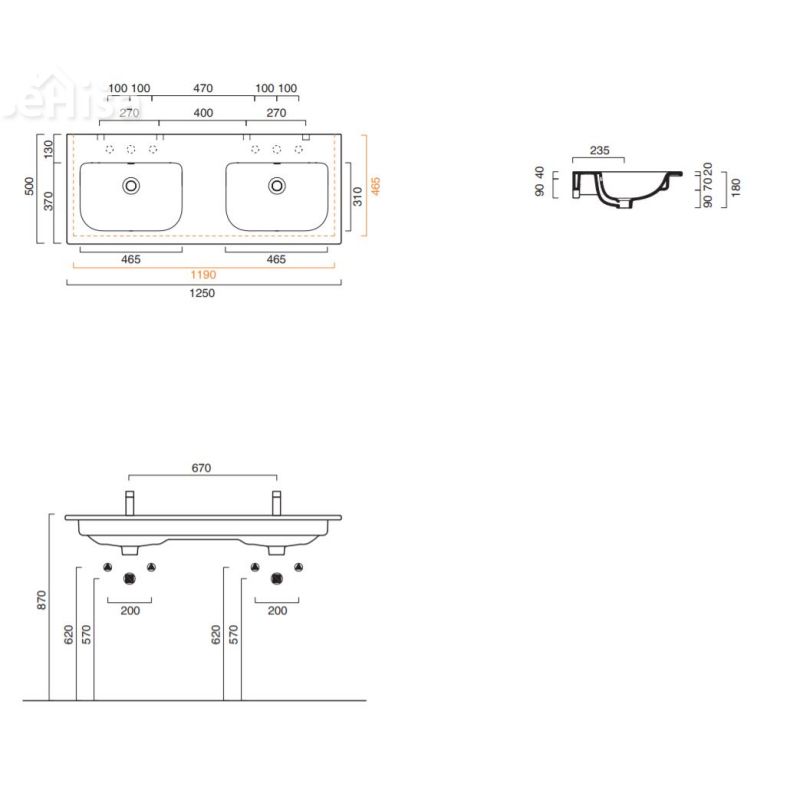 Dvojni umivalnik Sfera 125x50 CATALANO 1125SFD00

