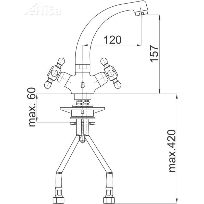Dvoročna armatura za umivalnik Stil z11 samo armatura UNITAS 07068
