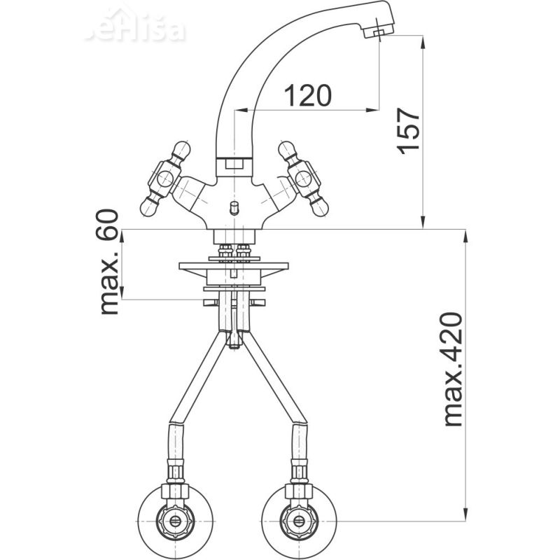 Dvoročna armatura za umivalnik Stil z11 z kotnimi ventili UNITAS 07063