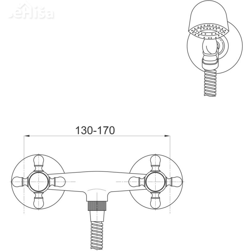 Dvoročna stenska armatura za tuš kad Stil z41 z tuš ročko UNITAS 07464