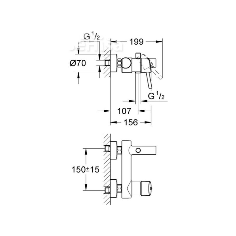 Enoročna armatura stenska za kopalno kad Concetto GROHE 32211001
