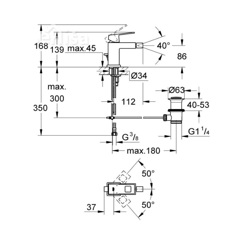 Enoročna armatura za bide Eurocube GROHE 23138000
