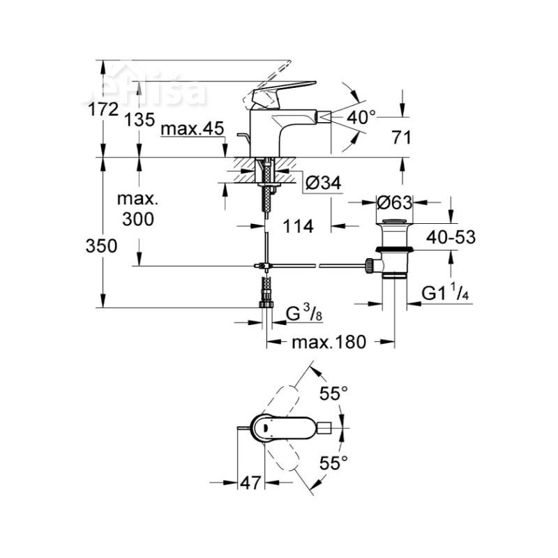 Enoročna armatura za bide Eurosmart Cosmopolitan GROHE 32839000
