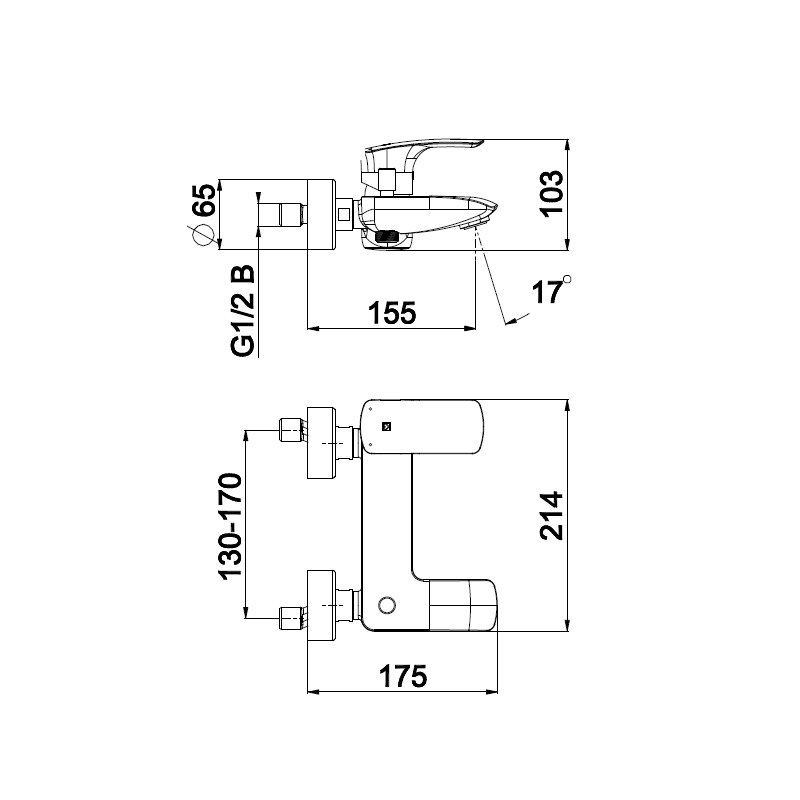 Enoročna armatura za kopalno kad Elite e30 samo armatura UNITAS 00373
