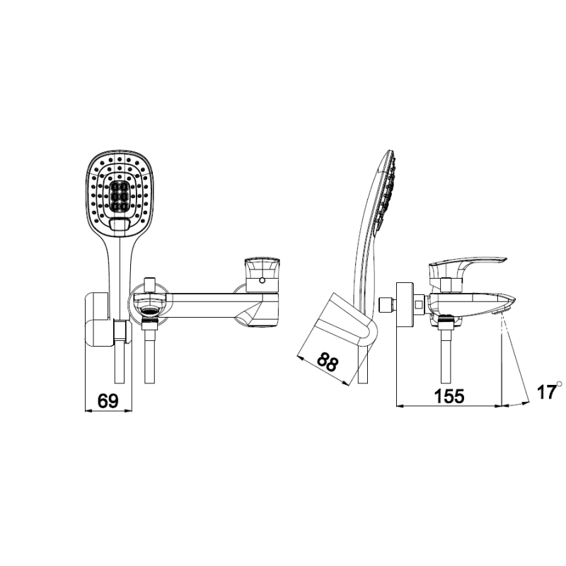 Enoročna armatura za kopalno kad Elite e30 z tuš ročko UNITAS 00374
