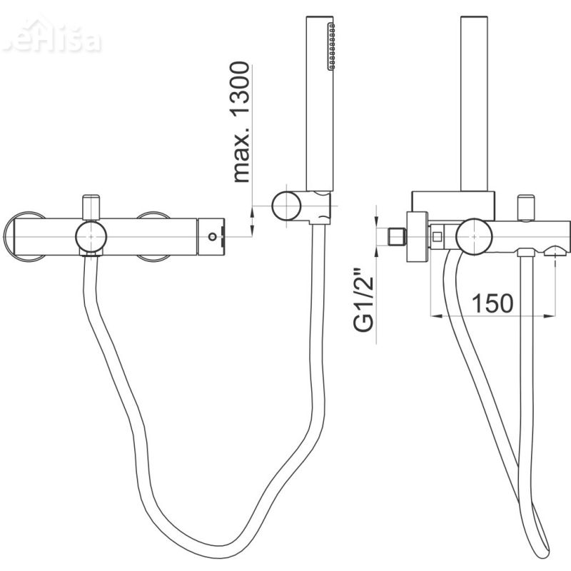 Enoročna armatura za kopalno kad Fresh f30 z tuš ročko UNITAS 00337
