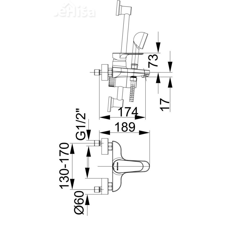 Enoročna armatura za kopalno kad Infinity i30 komplet UNITAS 00303
