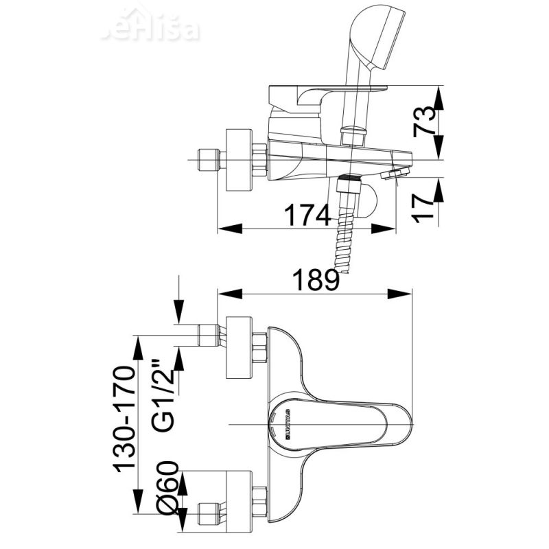Enoročna armatura za kopalno kad Infinity i30 z tuš ročko UNITAS 00302
