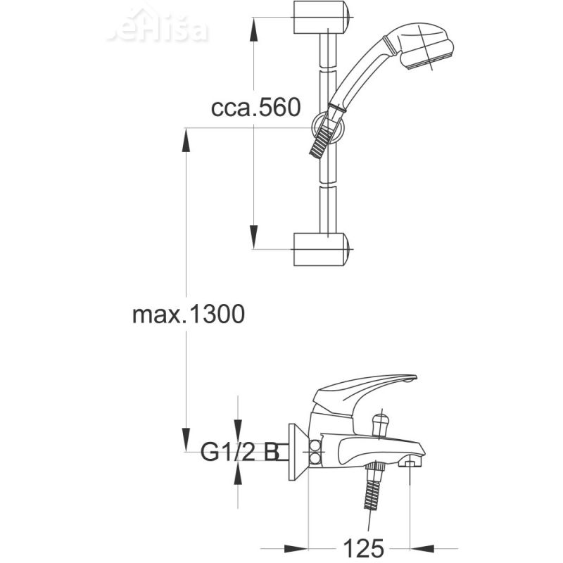 Enoročna armatura za kopalno kad Prestige p39 komplet UNITAS 00352