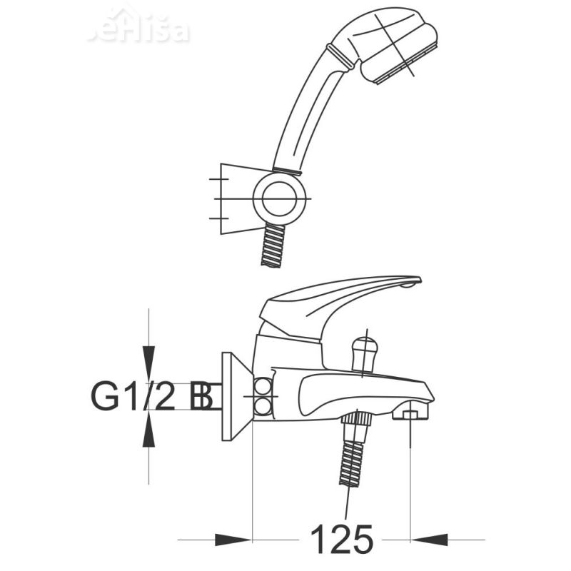 Enoročna armatura za kopalno kad Prestige p39 z tuš ročko UNITAS 00356
