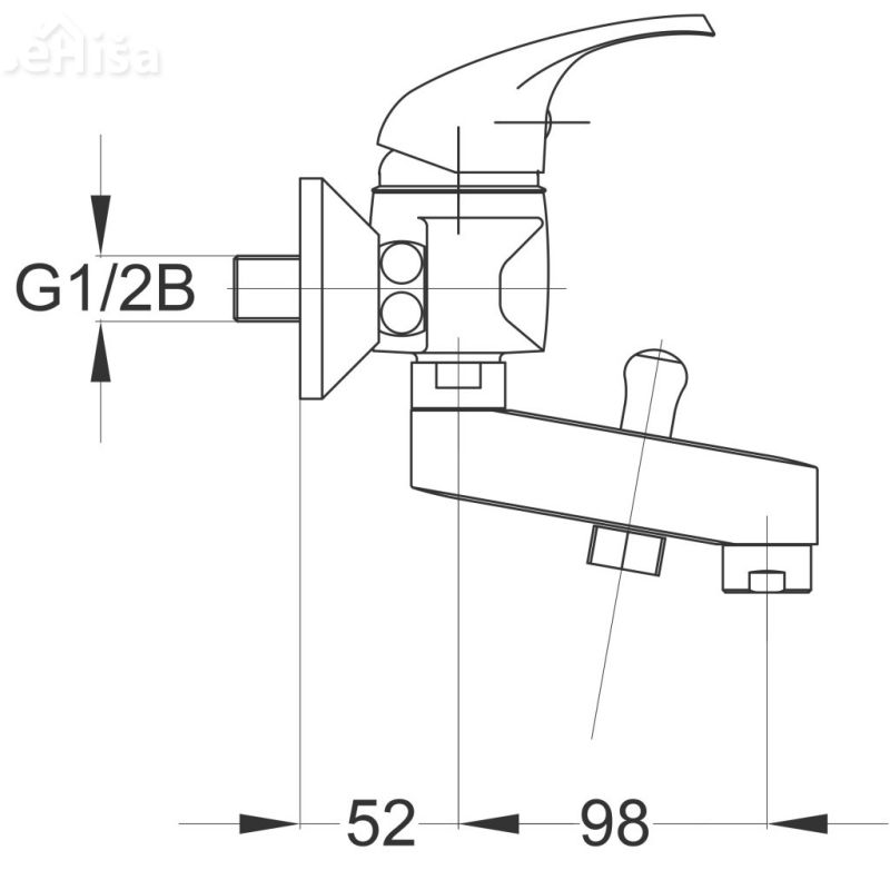 Enoročna armatura za kopalno kad Simpaty s31 samo armatura UNITAS 00388
