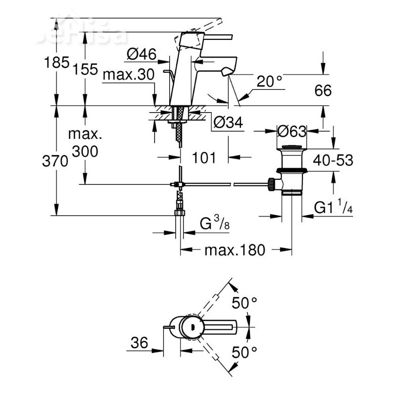 Enoročna armatura za umivalnik Concetto GROHE 32204001
