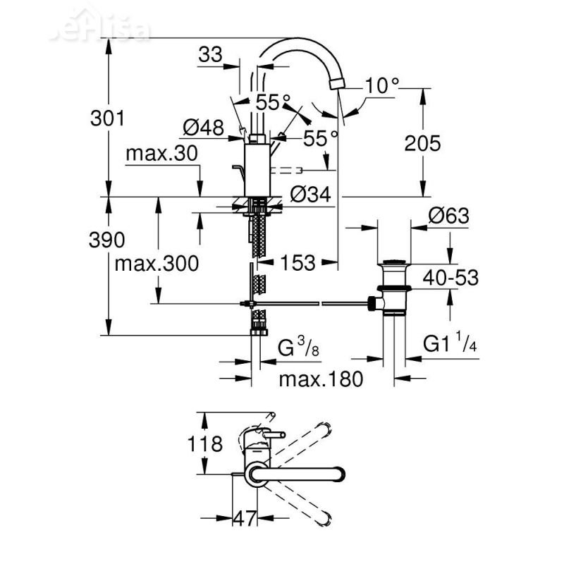 Enoročna armatura za umivalnik Concetto visoka GROHE 32629001
