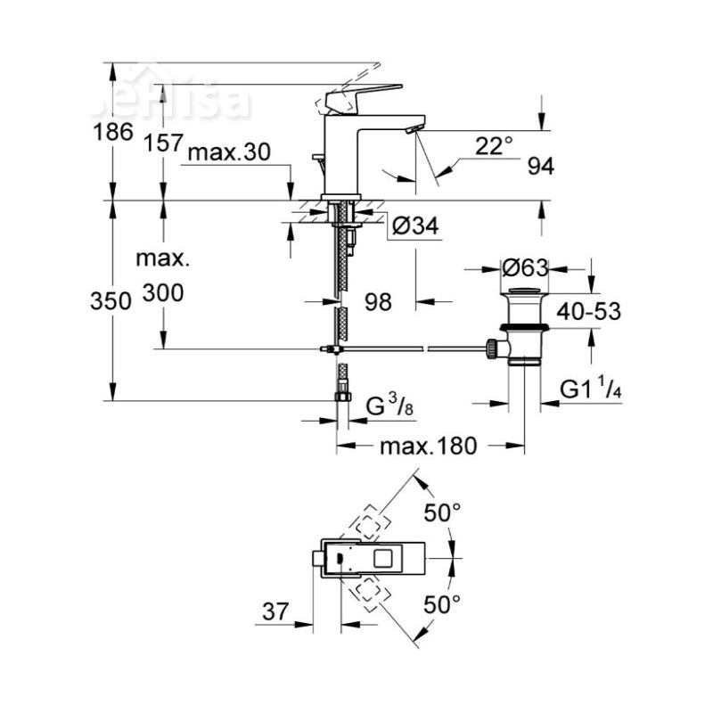 Enoročna armatura za umivalnik Eurocube GROHE 23127000