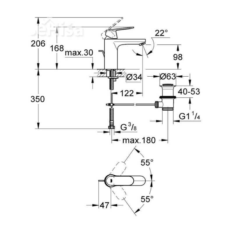 Enoročna armatura za umivalnik Eurosmart Cosmopolitan GROHE 23325000

