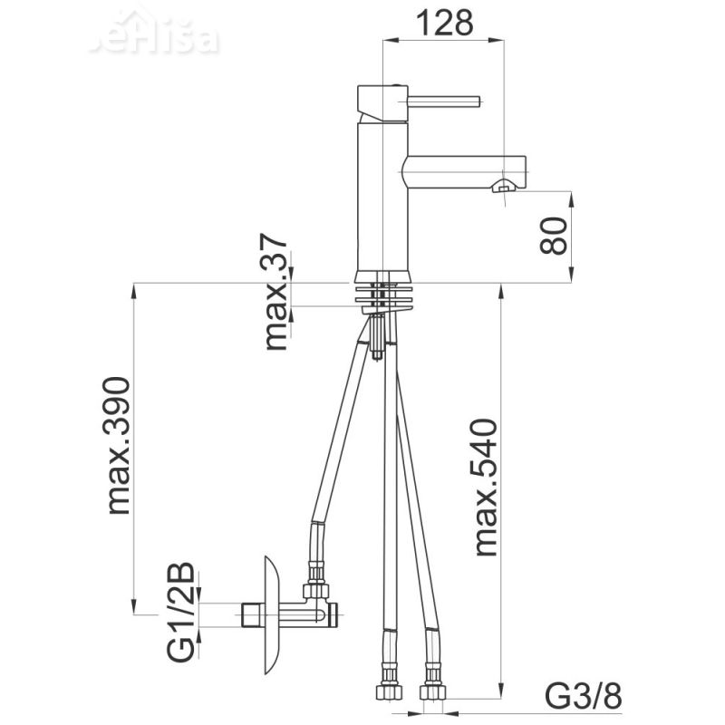 Enoročna armatura za umivalnik Fresh f10 nizkotlačna z kotnimi ventili UNITAS 01035
