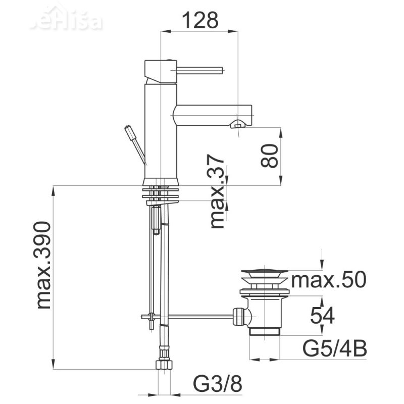 Enoročna armatura za umivalnik Fresh f10 z zgornjim delom sifona UNITAS 00038