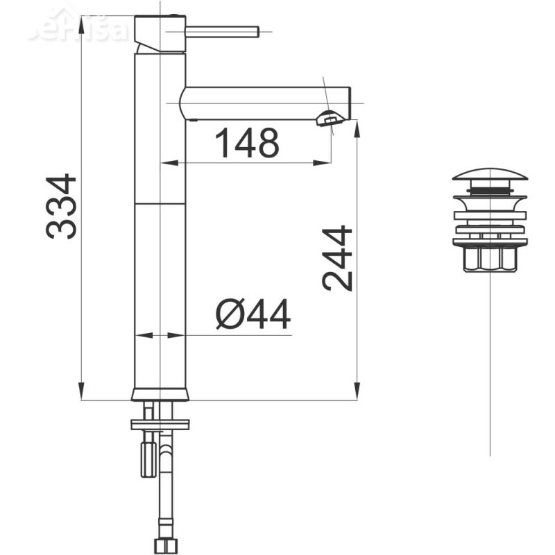 Enoročna armatura za umivalnik Fresh f11 z zgornjim delom sifona UNITAS 00049