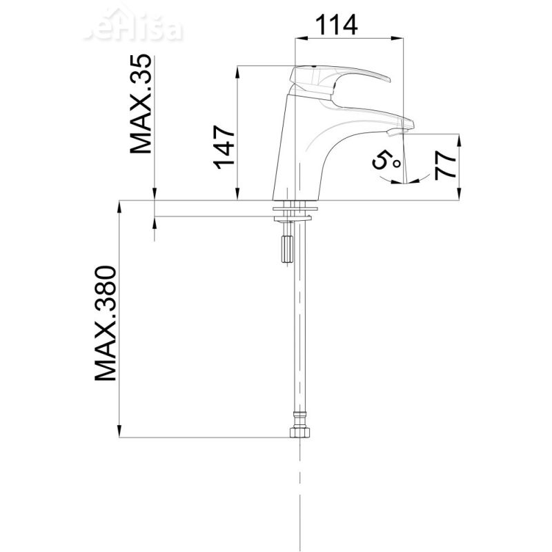 Enoročna armatura za umivalnik Harmony h10 samo armatura UNITAS 00093
