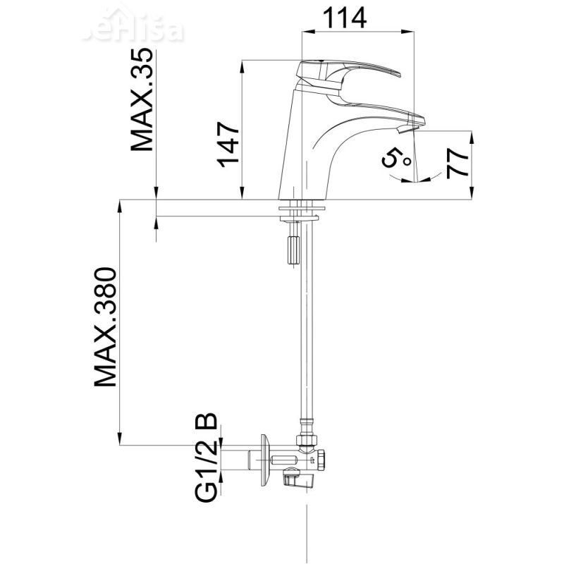 Enoročna armatura za umivalnik Harmony h10 z kotnimi ventili UNITAS 00094
