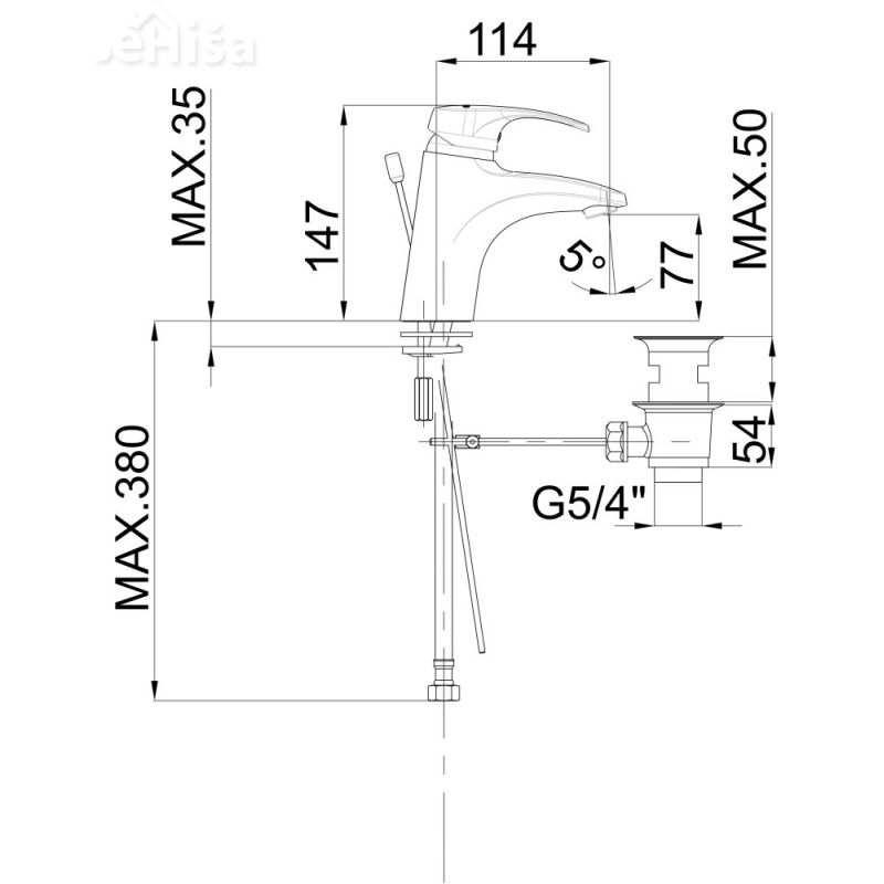 Enoročna armatura za umivalnik Harmony h10 z zgornjim delom sifona UNITAS 00092
