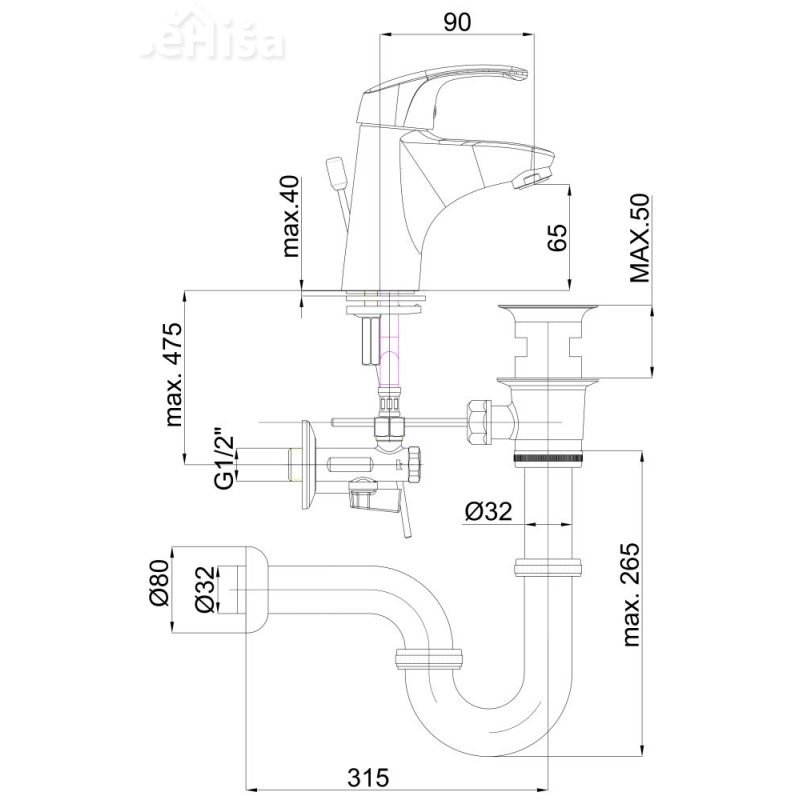 Enoročna armatura za umivalnik Project m10 komplet UNITAS 00023