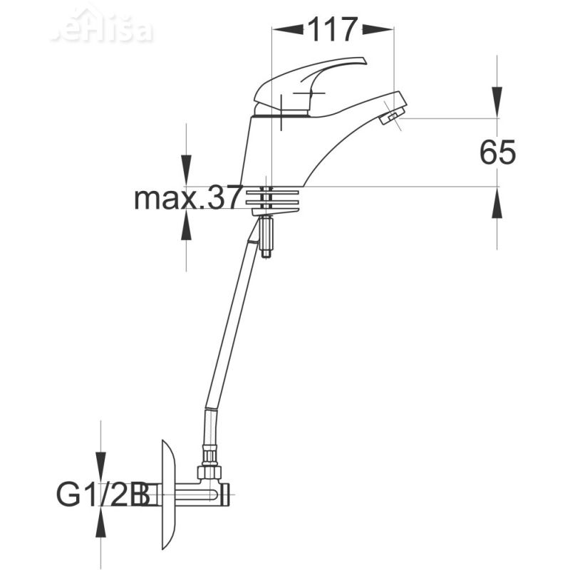 Enoročna armatura za umivalnik Simpaty s10 z kotnimi ventili UNITAS 00083

