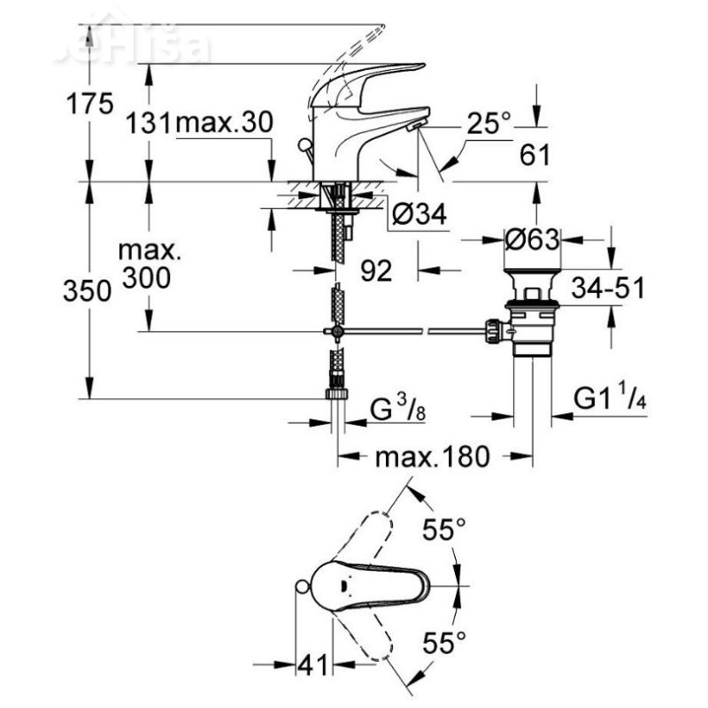 Enoročna kopalniška armatura za umivalnik Euroeco GROHE 23262000
