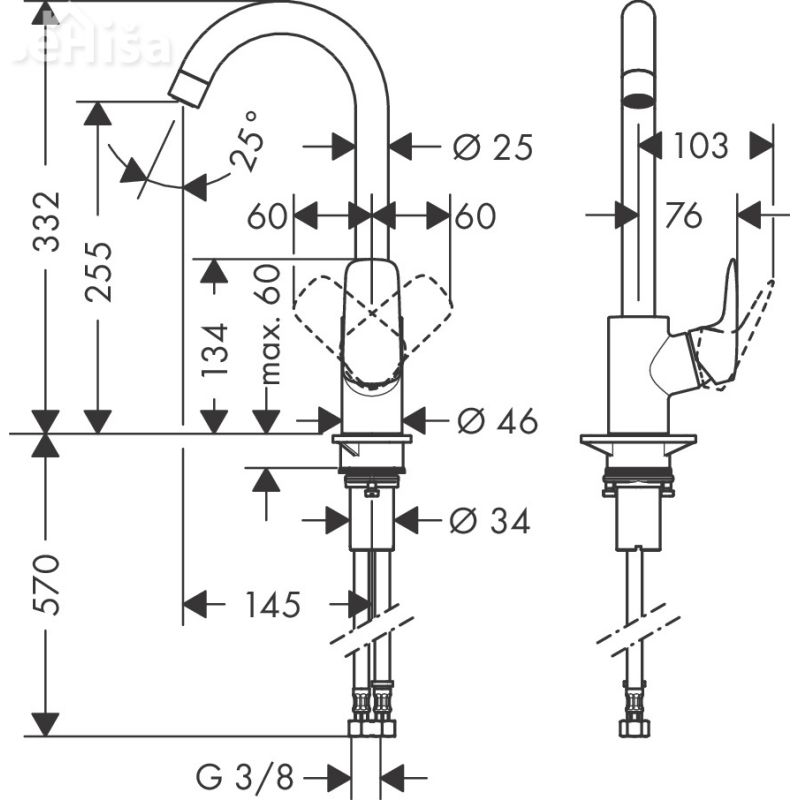 Enoročna kuhinjska armatura Logis 260 krom HANSGROHE 71835000
