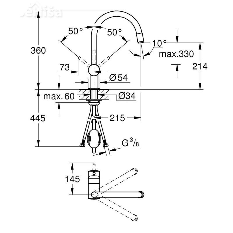 Enoročna kuhinjska armatura Minta krom GROHE 32918000
