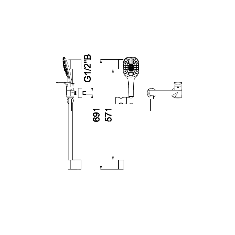 Enoročna stenska armatura za tuš kad Elite e40 komplet UNITAS 00487
