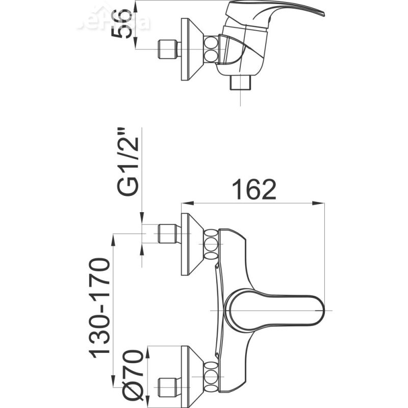 Enoročna stenska armatura za tuš kad Harmony h40 samo armatura UNITAS 00493