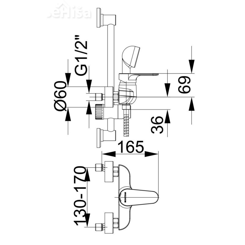 Enoročna stenska armatura za tuš kad Infinity i40 komplet UNITAS 00403
