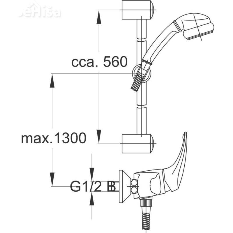 Enoročna stenska armatura za tuš kad Prestige p40 komplet UNITAS 00451