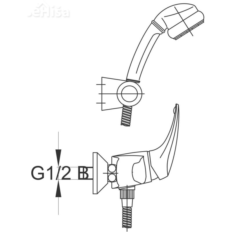 Enoročna stenska armatura za tuš kad Prestige p40 z tuš ročko UNITAS 00455
