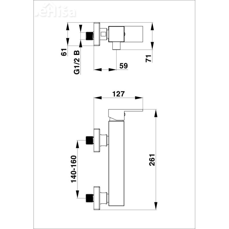 Enoročna stenska armatura za tuš kad SQ q40 samo armatura UNITAS 00494
