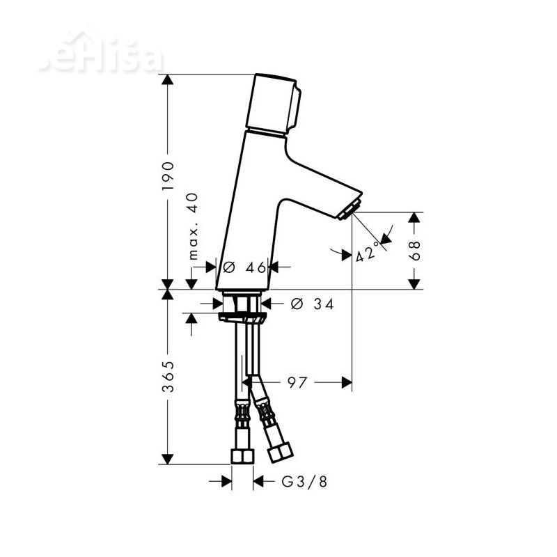 Enoročna umivalnika armatura na pritisk Talis Select S 80 brez zgornjega dela sifona krom HANSGROHE 72041000
