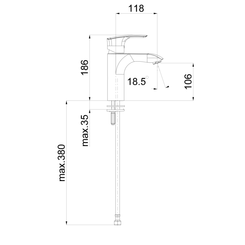 Enoročna umivalniška armatura e10B black UNITAS 00088B

