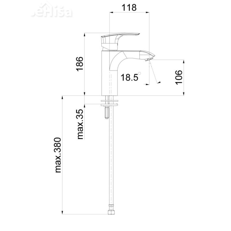 Enoročna umivalniška armatura SQ q10B black UNITAS 00088B
