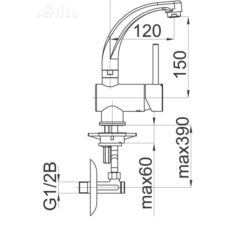 Enoročna vrtljiva armatura za umivalnik Fresh f12 z kotnimi ventili UNITAS 00044
