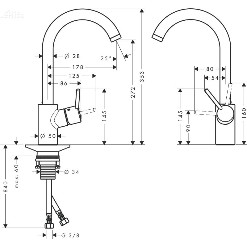 Enoročna vrtljiva kuhinjska armatura Talis S2 krom HANSGROHE 14870000