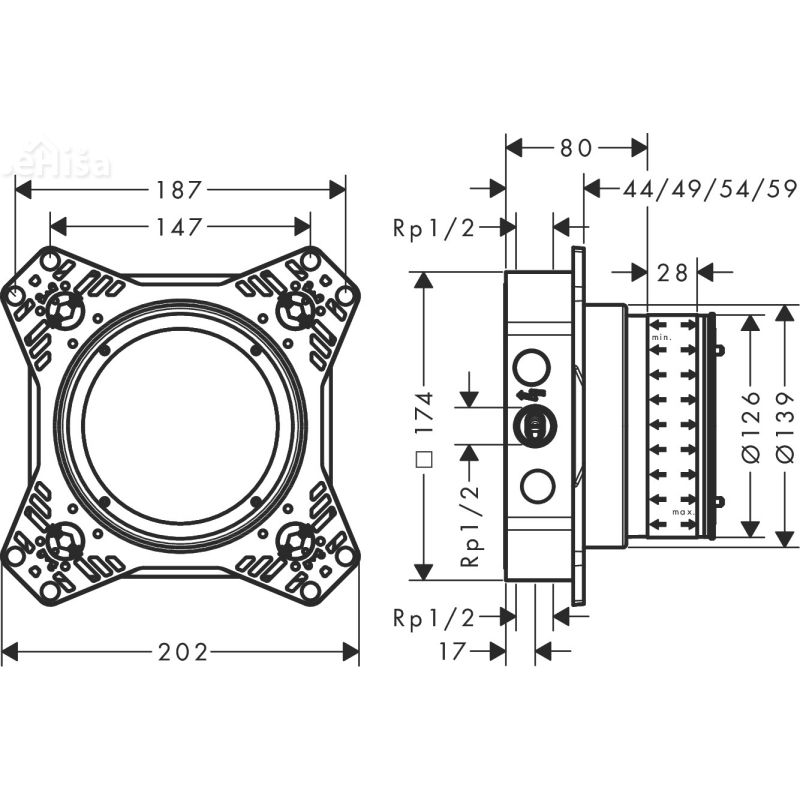 iBox universal 2 podometni element za armature HANSGROHE 01500180
